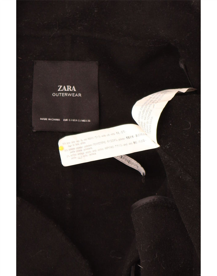 Zara Γυναικείο Παλτό με διπλό στήθος UK 10 Small Black Wool