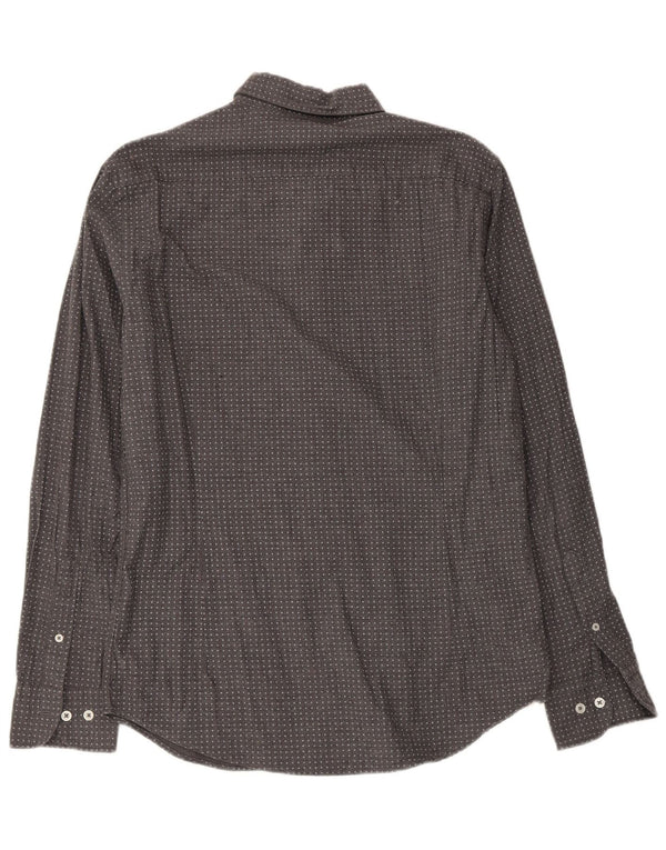 Massimo Dutti Mens Shirt Medium Grey Geometric Cotton