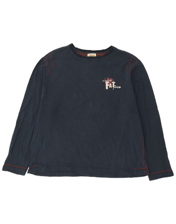 Fat Face Ανδρικό γραφικό τοπ μακρυμάνικο 2XL Navy Blue βαμβακερό
