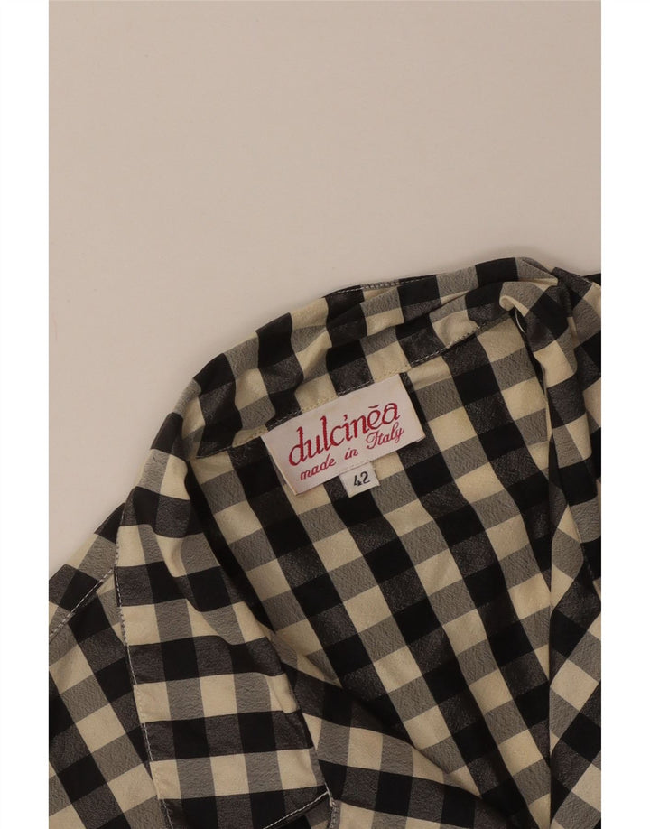 Vintage γυναικείο αμάνικο πουκάμισο μπλούζα IT 42 Medium Black Gingham