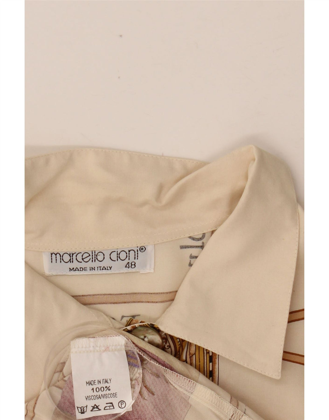 MARCELLO CIONI Γυναικείο γραφικό πουκάμισο μπλούζα IT 48 XL Off White Colourblock