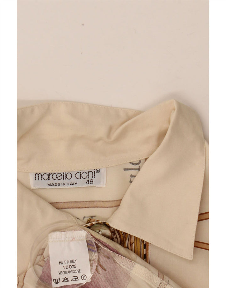 MARCELLO CIONI Γυναικείο γραφικό πουκάμισο μπλούζα IT 48 XL Off White Colourblock