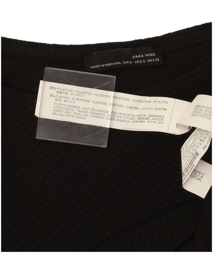 Zara Γυναικείο Μπλουζάκι 3/4 Μανίκι UK 10 Small Black Polyester