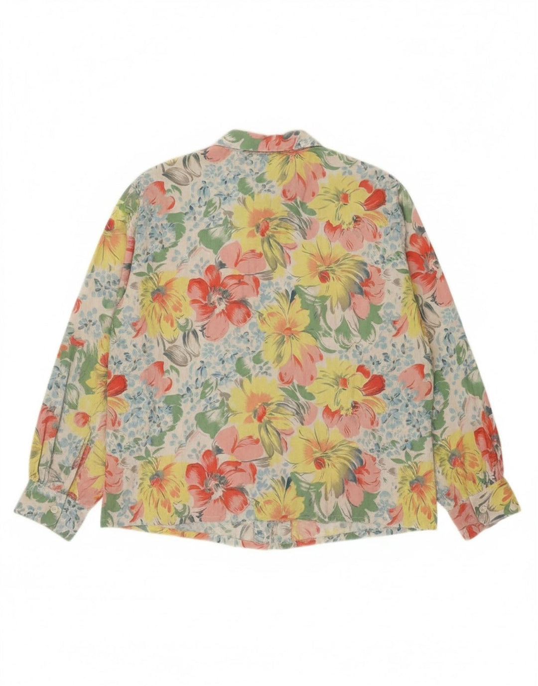 VINTAGE Womens Shirt EU 46 XL Multicoloured Floral Cotton