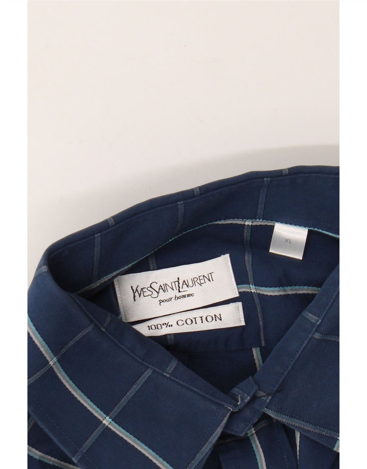 Ανδρικό πουκάμισο Yves Saint Laurent XL Blue Check Cotton