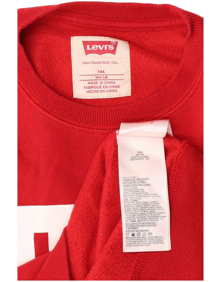 Γραφικό φούτερ LEVI'S Boys Jumper 13-14 ετών κόκκινο βαμβακερό