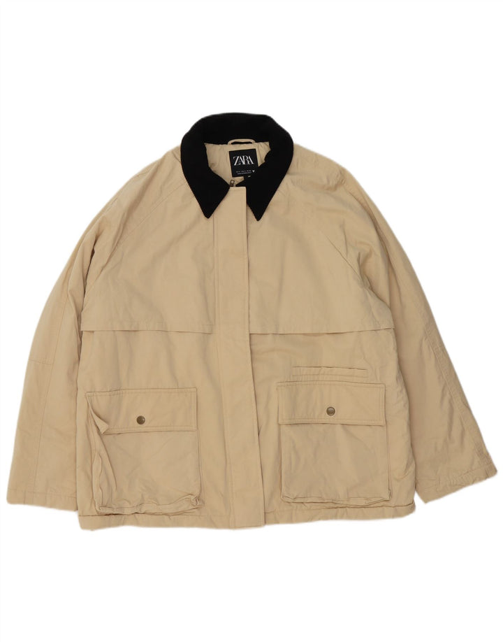 ZARA Γυναικείο Utility Jacket UK 10 Small Beige Colourblock