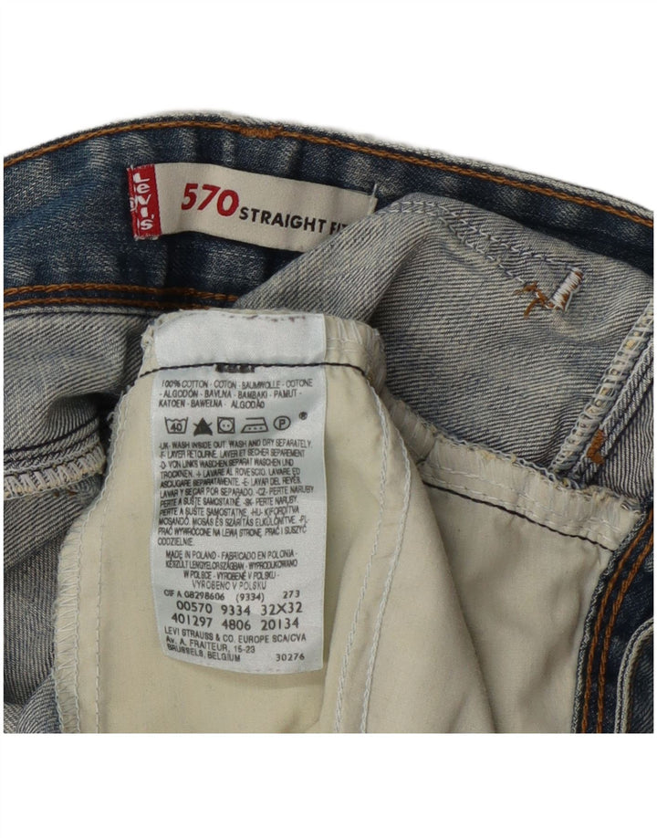 Levi's Womens 570 Distressed Straight Jeans W32 L28 Μπλε βαμβακερό