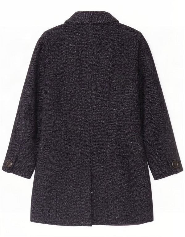 Γυναικείο πανωφόρι 4 κουμπιών Intrend UK 12 Medium Navy Blue Chevron Virgin Wool