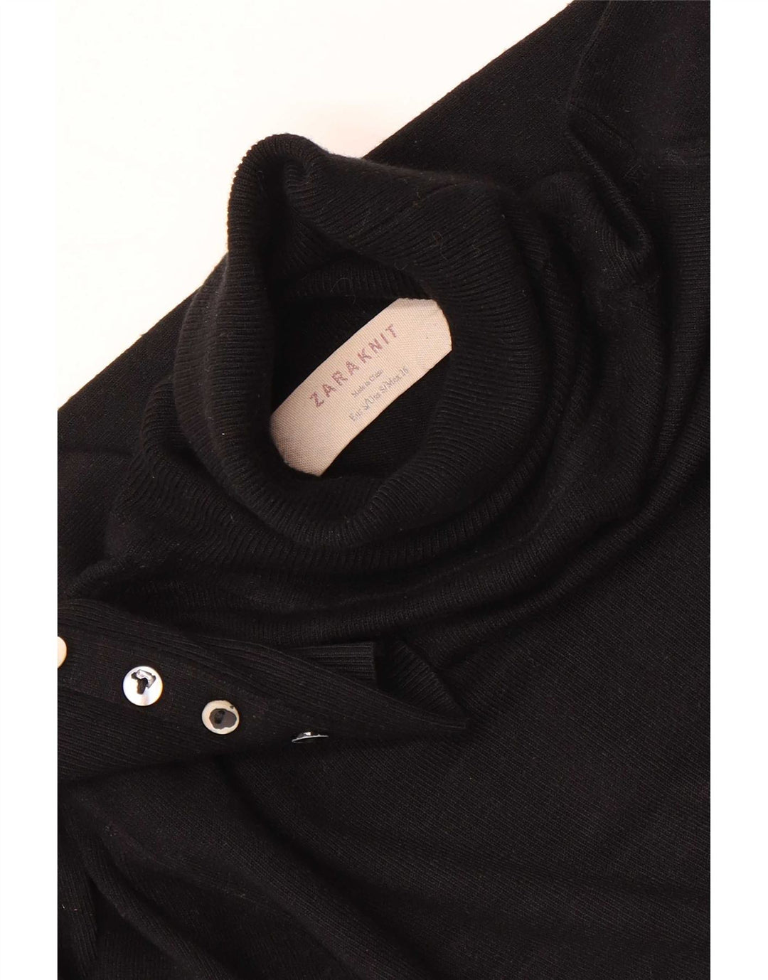 Zara Γυναικείο πουλόβερ με ρολό λαιμόκοψη UK 10 Small μαύρο