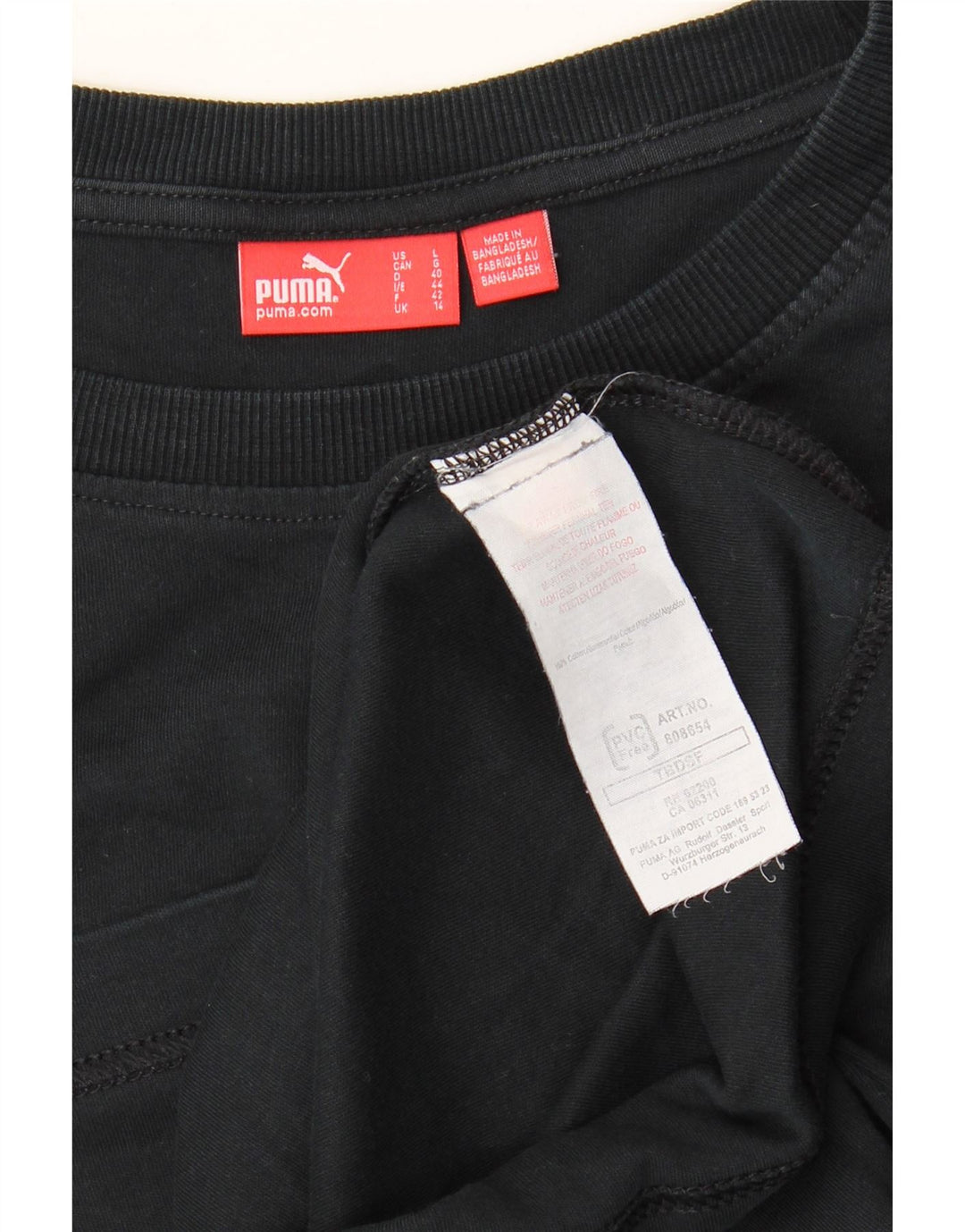 Puma Γυναικείο T-Shirt Top UK 14 Μεσαίο μαύρο βαμβακερό