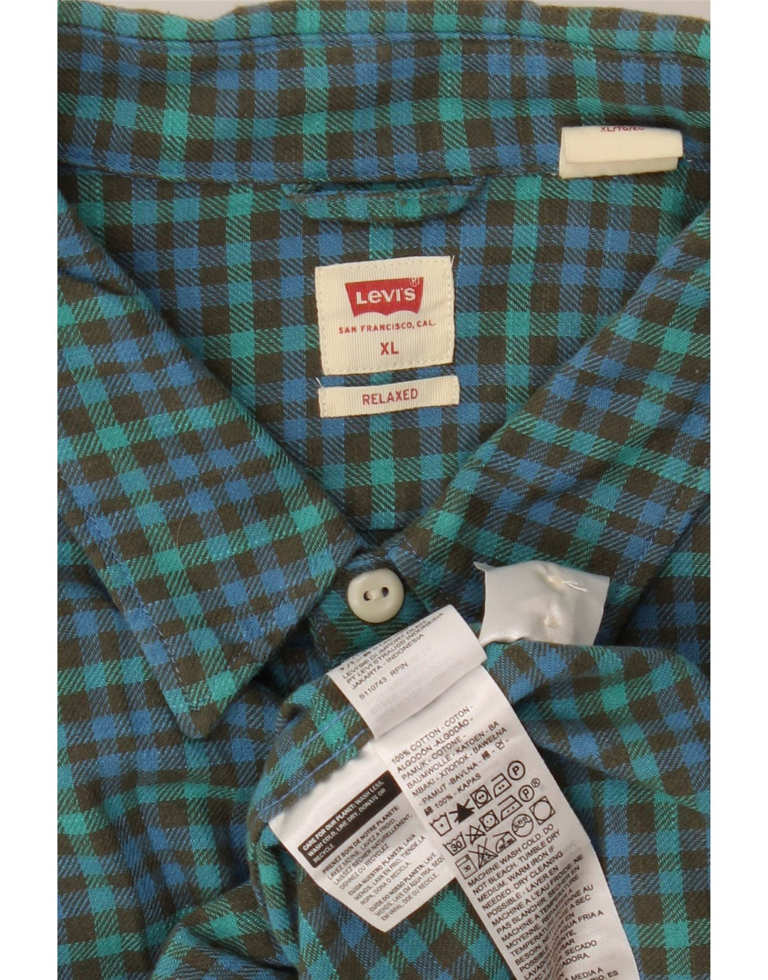 Ανδρικό πουκάμισο Levi's Relaxed Flannel XL Πράσινο βαμβακερό Gingham
