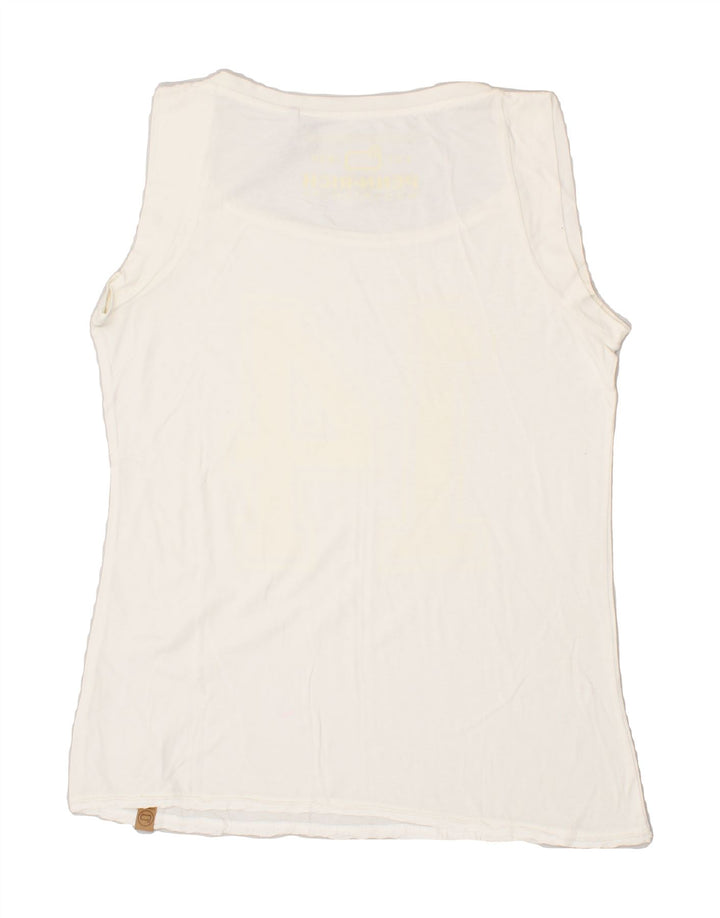 PENN-RICH Womens Graphic Vest Top UK 16 Large Off White Vintage Penn-rich and Second-Hand Penn-rich from Messina Hembry 