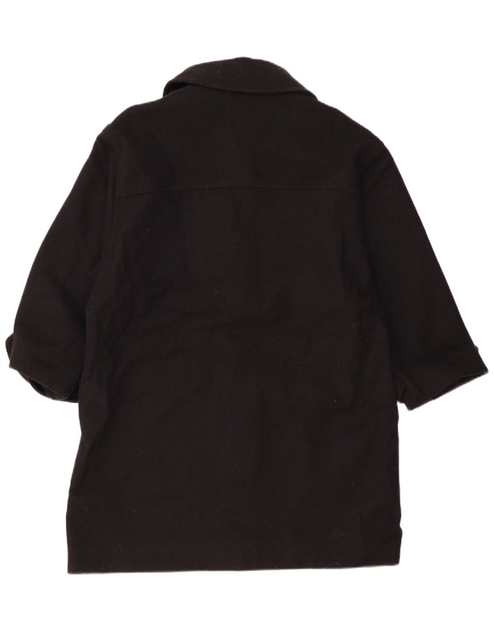 Vintage γυναικείο υπερμεγέθη παλτό Duffle UK 14 Μεσαίο μαύρο μαλλί