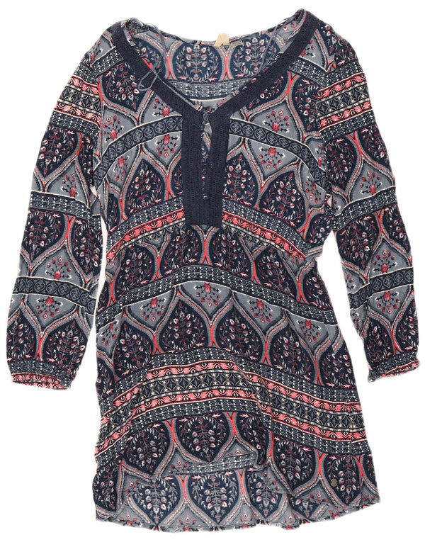 Roxy γυναικείο φόρεμα 3/4 με μανίκια UK 6 XS Navy Blue Floral Viscose