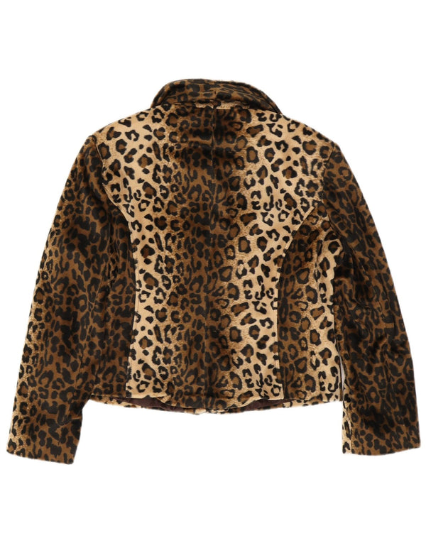 Peruzzi γυναικείο μπουφάν από ψεύτικη γούνα UK 14 Large Brown Animal Print Polyester