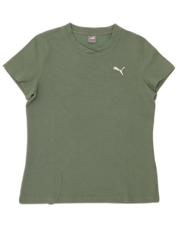 Puma Γυναικείο T-Shirt Top UK 12 Μεσαίο πράσινο βαμβακερό