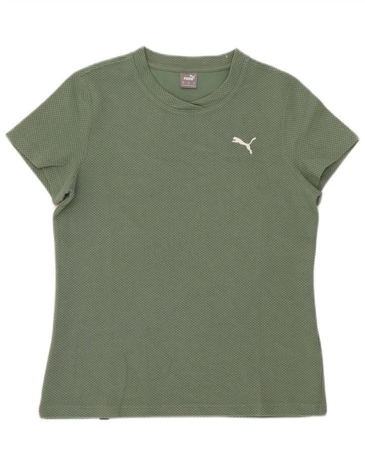Puma Γυναικείο T-Shirt Top UK 12 Μεσαίο πράσινο βαμβακερό