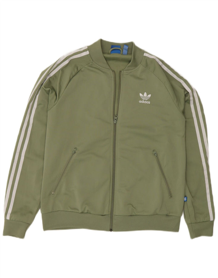Γυναικεία αθλητική φόρμα γραφικών Adidas Top Jacket UK 16 Large Green Polyester