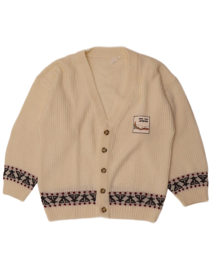 Vintage Ανδρικό Ζακέτα πουλόβερ Medium White Fair Isle