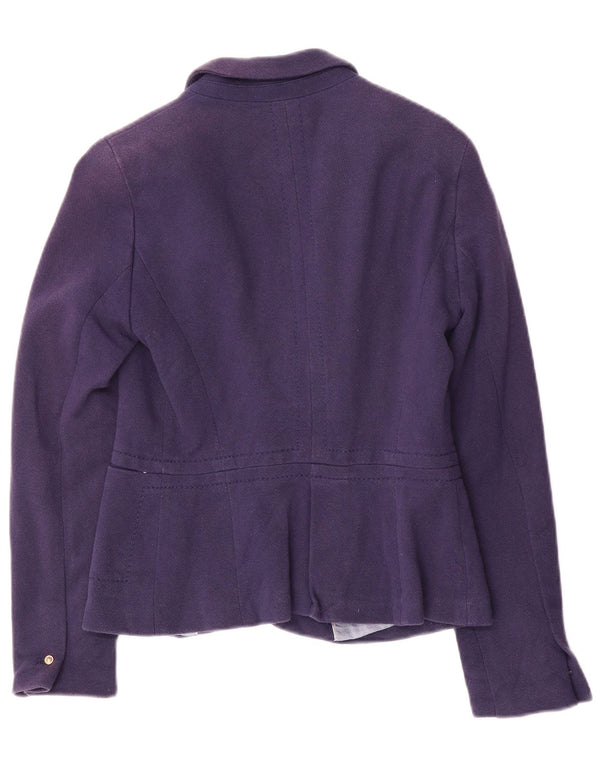 Zara Γυναικείο Μπουφάν Blazer Crop 1 Button UK 12 Medium Navy Blue Cotton