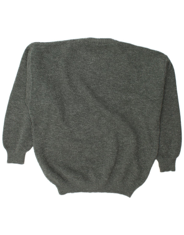 Vintage Ανδρικό πουλόβερ Loose Fit Crew Neck Jumper IT 52 Large Grey Geometric