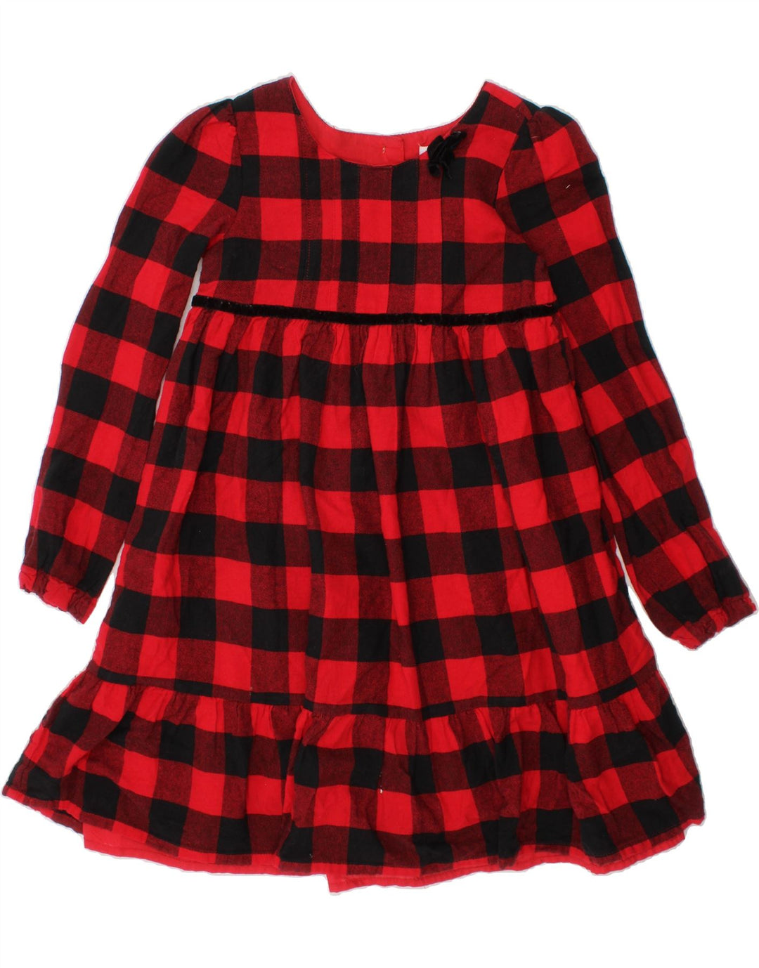 TOMMY BAHAMA Girls Long Sleeve Basic Dress 7-8 Years Red Check Cotton Vintage Tommy Bahama and Second-Hand Tommy Bahama from Messina Hembry 