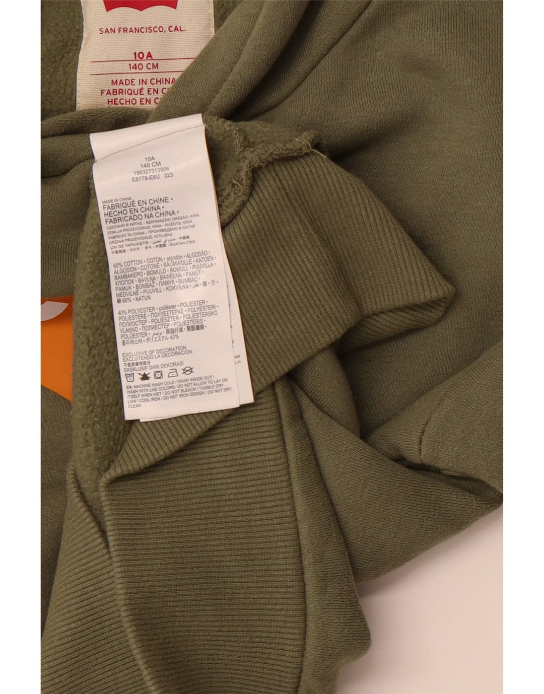 LEVI'S Boys Graphic Hoodie Jumper 9-10 Years Green Cotton