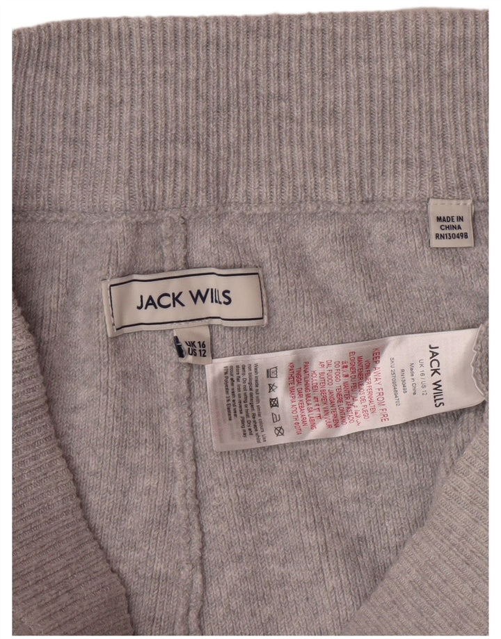 JACK WILLS Γυναικεία αθλητική φόρμα παντελόνι Joggers UK 16 Large Grey Flecked