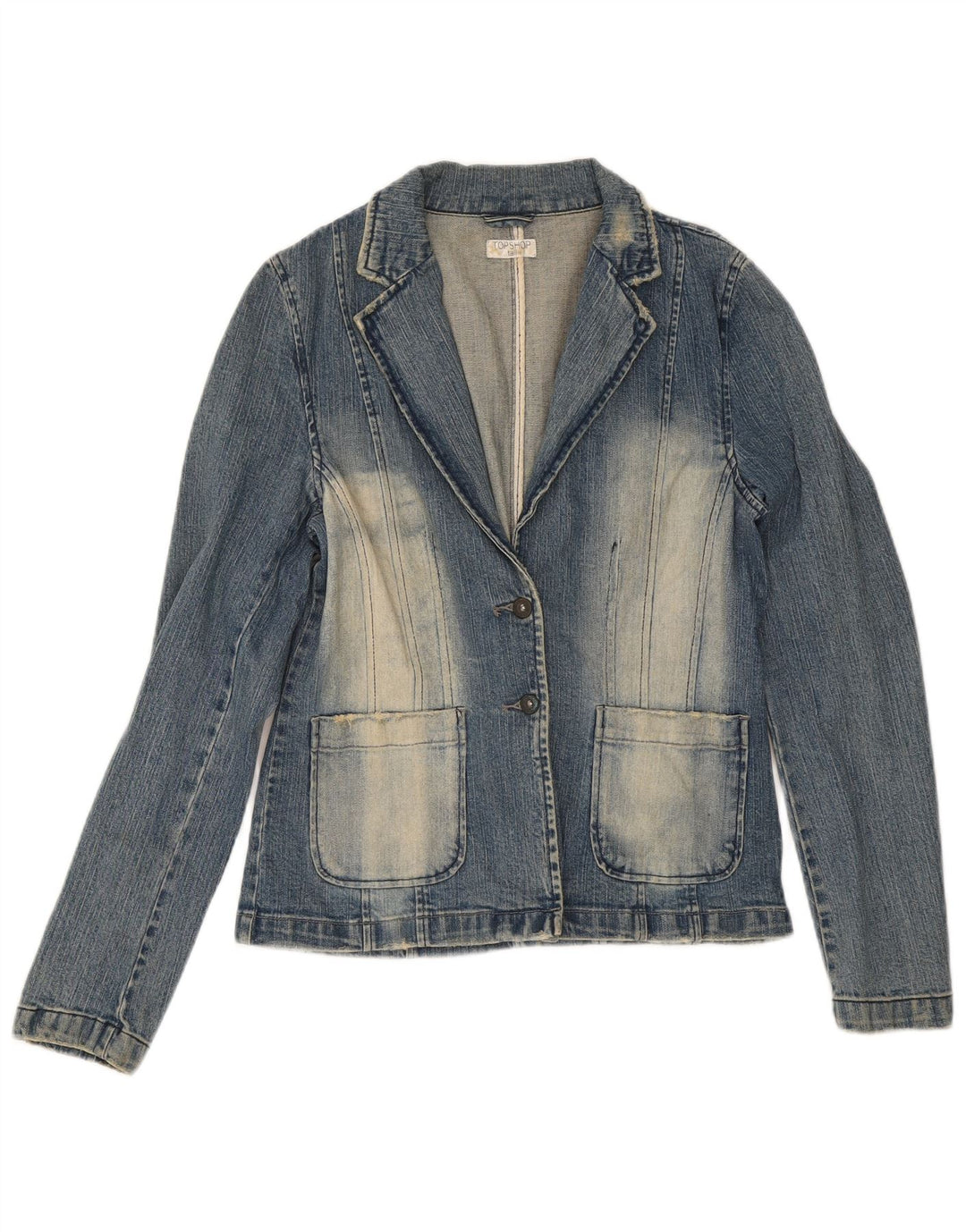 Topshop Γυναικείο τζιν σακάκι 2 κουμπιών UK 14 μεσαίο μπλε βαμβακερό