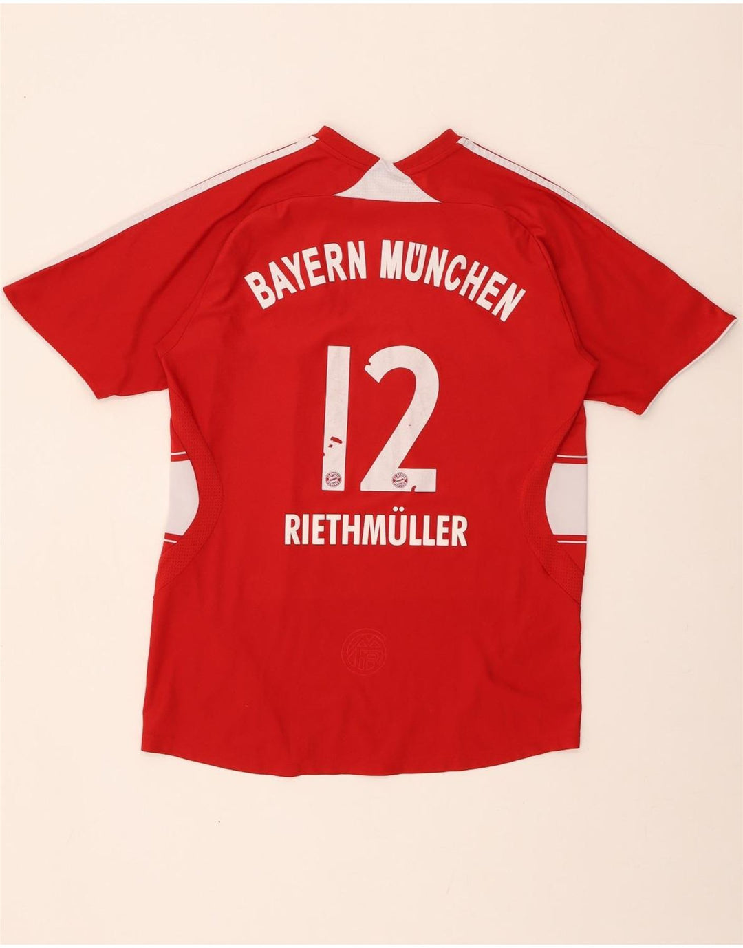 Γραφικό T-shirt ADIDAS Boys FC Bayern Munchen Top 15-16 ετών κόκκινο ριγέ