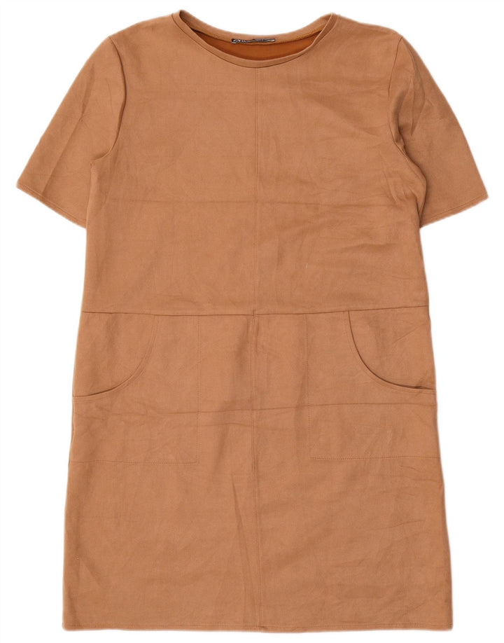Zara Γυναικείο Φόρεμα Shift UK 16 Μεγάλο Καφέ