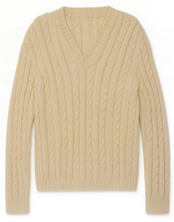 Vintage γυναικείο πουλόβερ με λαιμόκοψη UK 14 Medium Off White