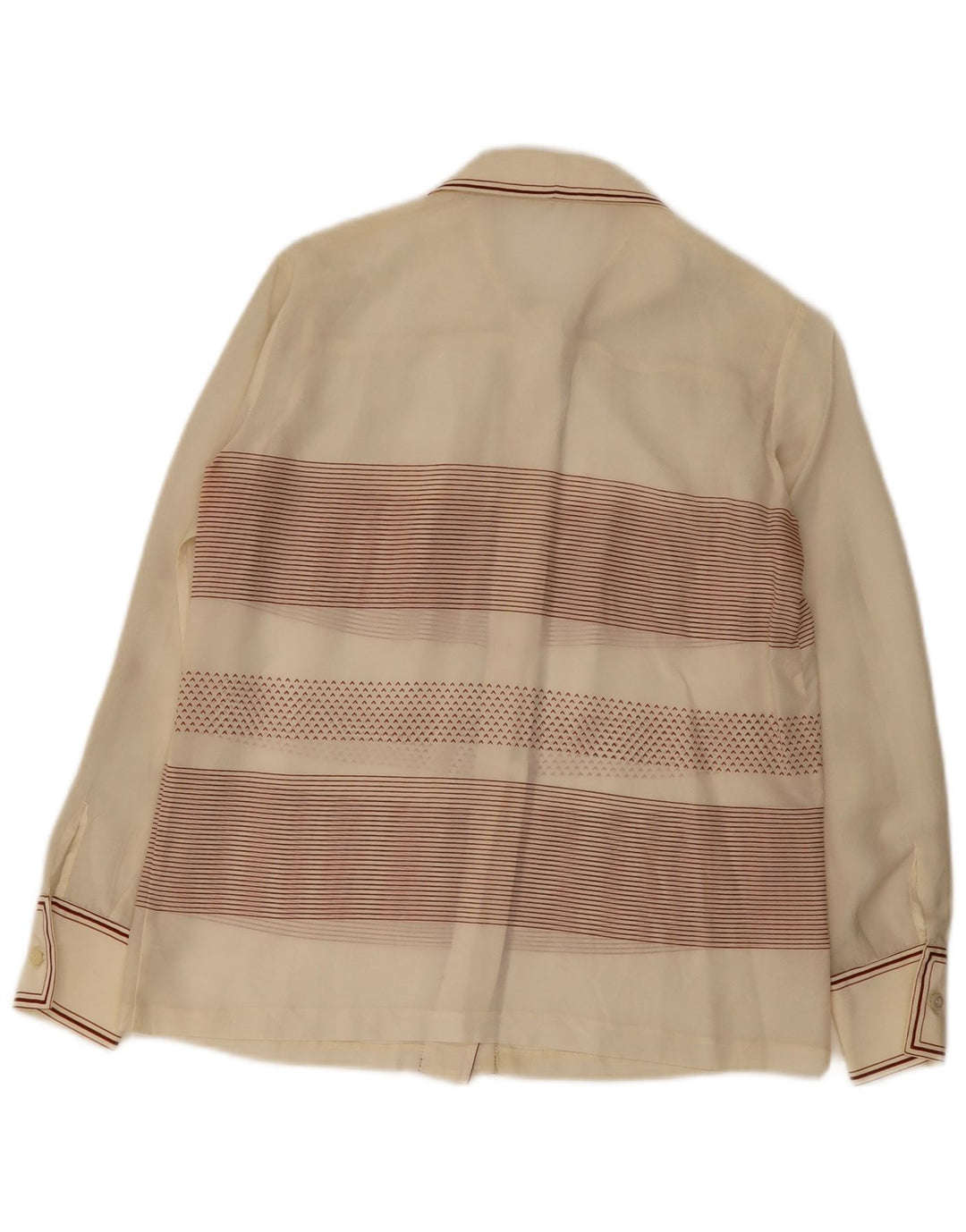 Vintage γυναικείο πουκάμισο μπλούζα UK 14 Medium Off White ριγέ
