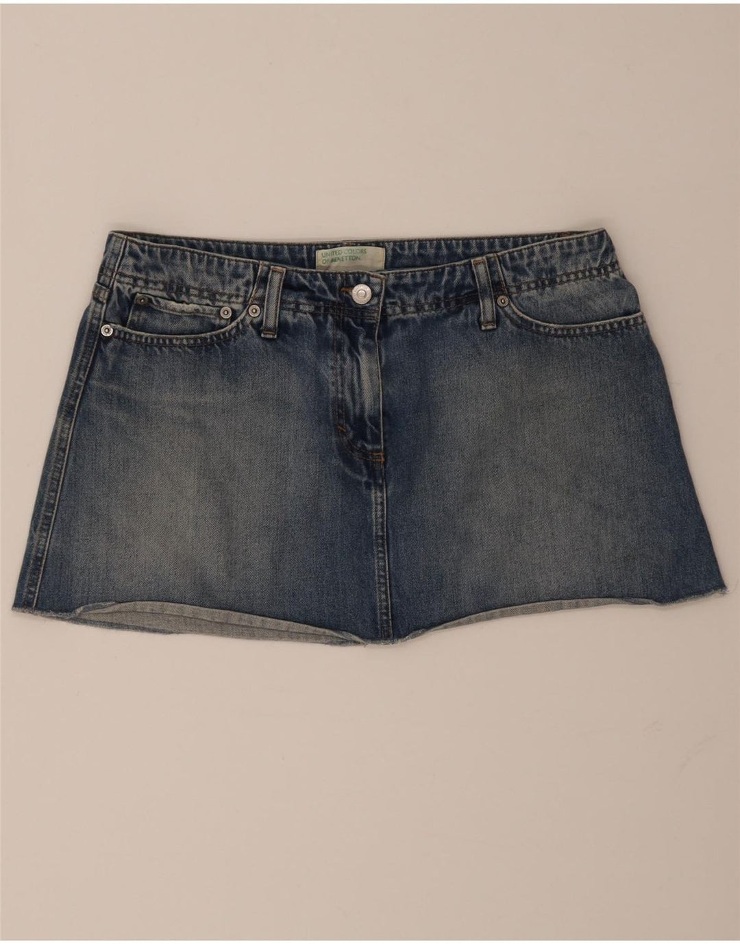 Benetton Γυναικεία Τζιν Μίνι Φούστα IT 46 Μεγάλη W32 Μπλε βαμβακερή