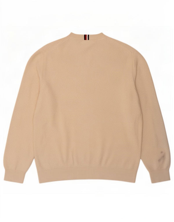 Ανδρικό πουλόβερ με λαιμόκοψη Tommy Hilfiger 2XL από λευκό βαμβακερό