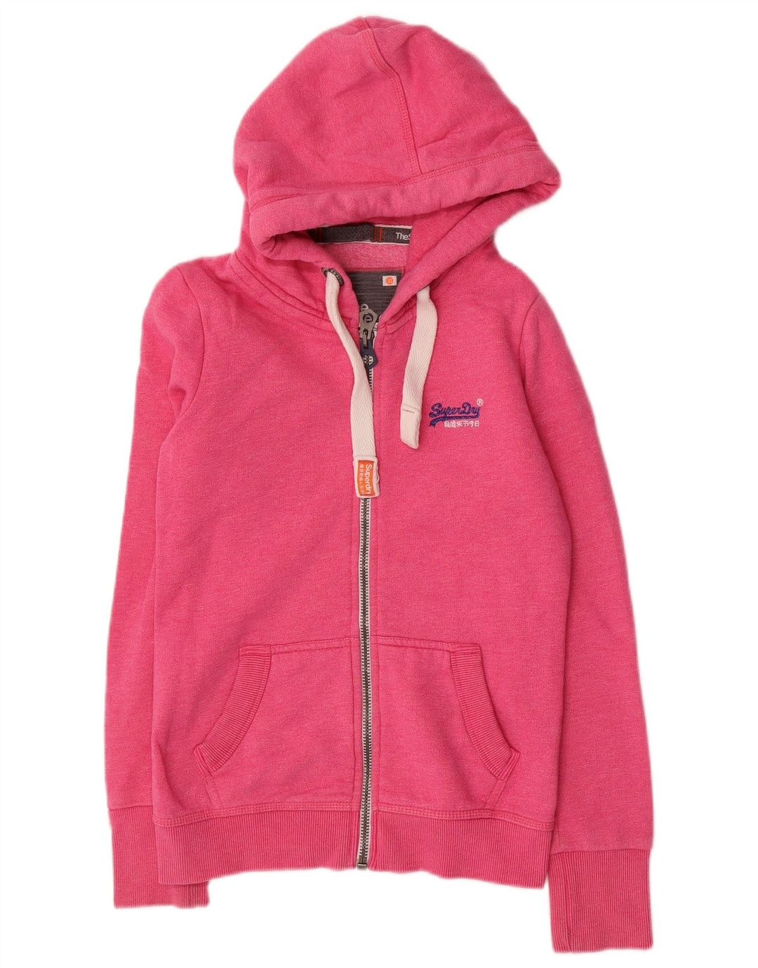 SUPERDRY Γυναικείο Πορτοκαλί Ετικέτα Loose Fit Zip Hoodie πουλόβερ UK 6 XS Pink