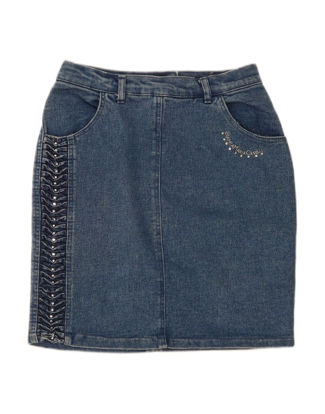 VINTAGE Womens Denim Skirt IT 44 Medium W28  Blue Cotton