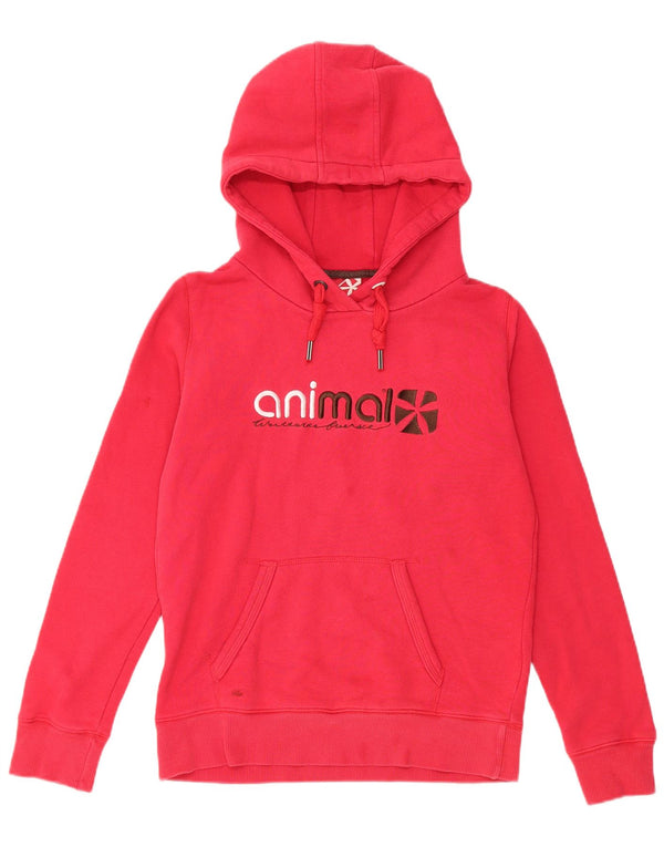 Γυναικείο Animal Graphic Hoodie Jumper UK 10 Small Red Cotton