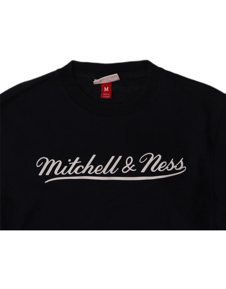 MITCHELL & NESS Mens Graphic Sweatshirt Jumper Medium Navy Blue Cotton Vintage Mitchell & Ness and Second-Hand Mitchell & Ness from Messina Hembry 