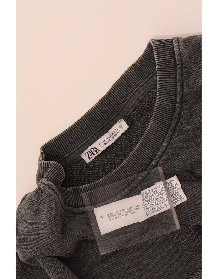 Zara Γυναικείο T-Shirt T-Shirt Top UK 14 Medium Grey Cotton