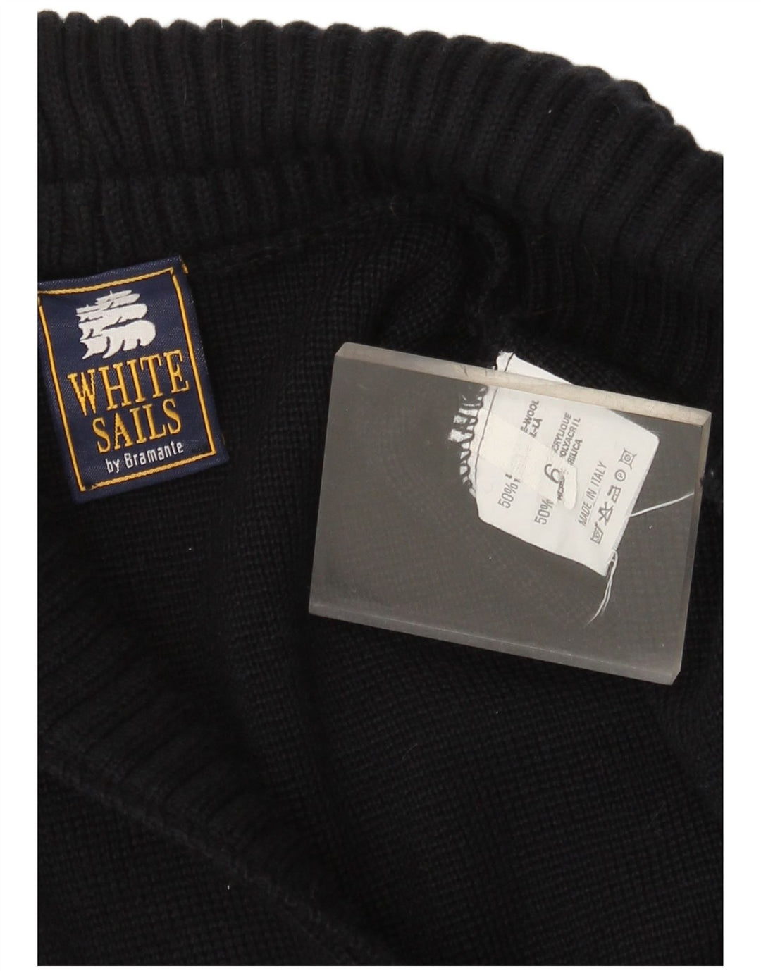 Ανδρικό πουλόβερ με ζακέτα White Sails US 6 Medium Navy Blue Wool