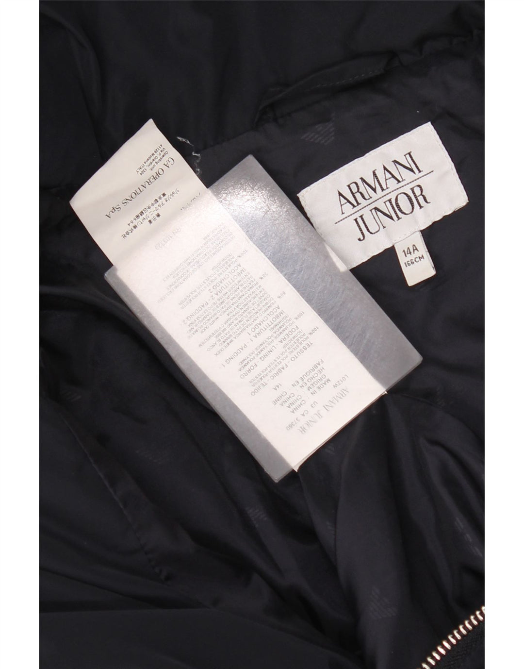 Armani Junior Κορίτσια με κουκούλα με επένδυση παλτό 13-14 ετών Navy Blue Polyester