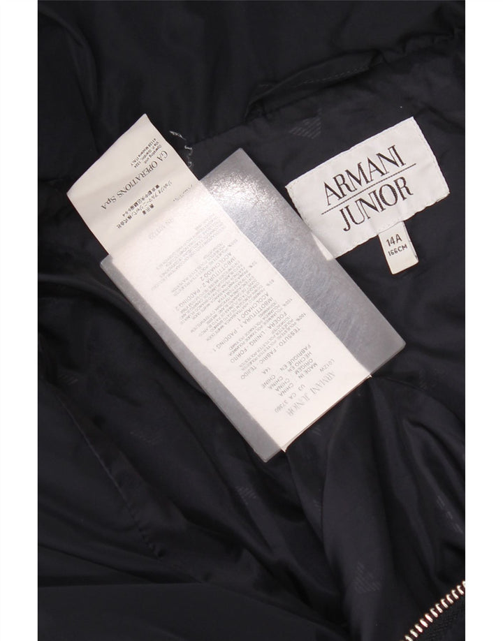 Armani Junior Κορίτσια με κουκούλα με επένδυση παλτό 13-14 ετών Navy Blue Polyester
