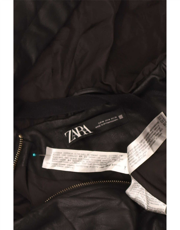 Zara Γυναικείο Μπουφάν από Faux Leather UK 14 Medium Black Polyester