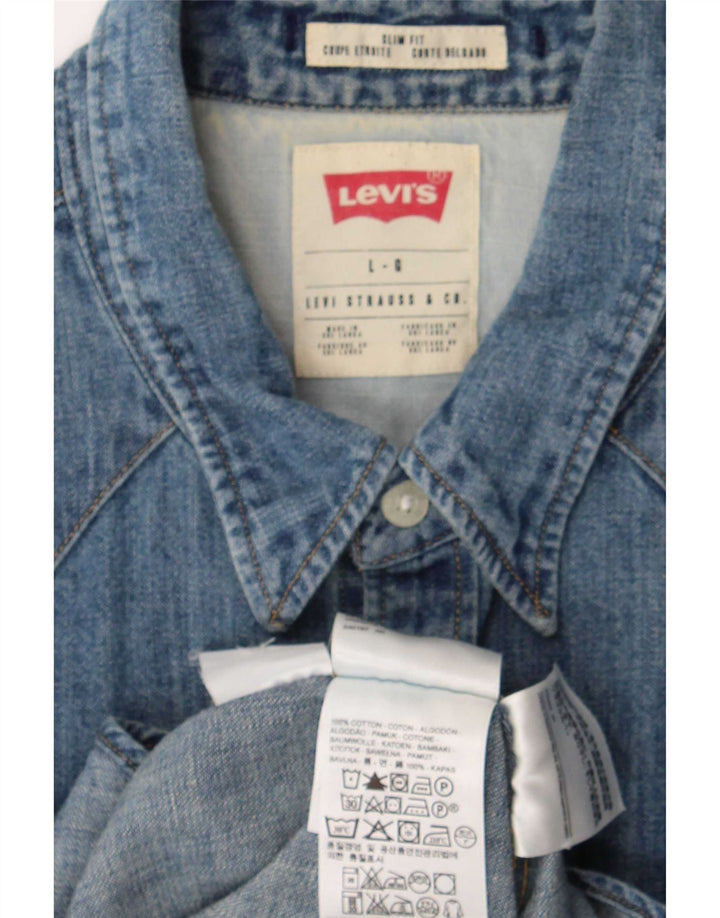 Ανδρικό τζιν πουκάμισο Levi's Slim Fit μεγάλο μπλε βαμβακερό