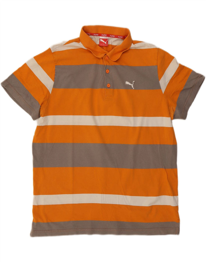 PUMA Mens Polo Shirt XL Orange Striped Vintage Puma and Second-Hand Puma from Messina Hembry 