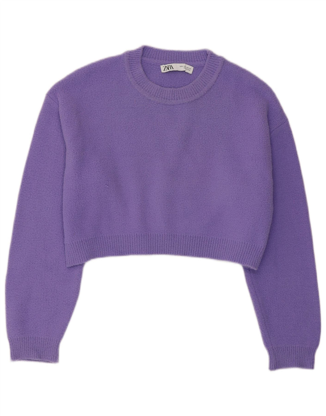 Γυναικείο πουλόβερ ZARA Crop Oversized Crew Neck Jumper UK 10 Small Purple