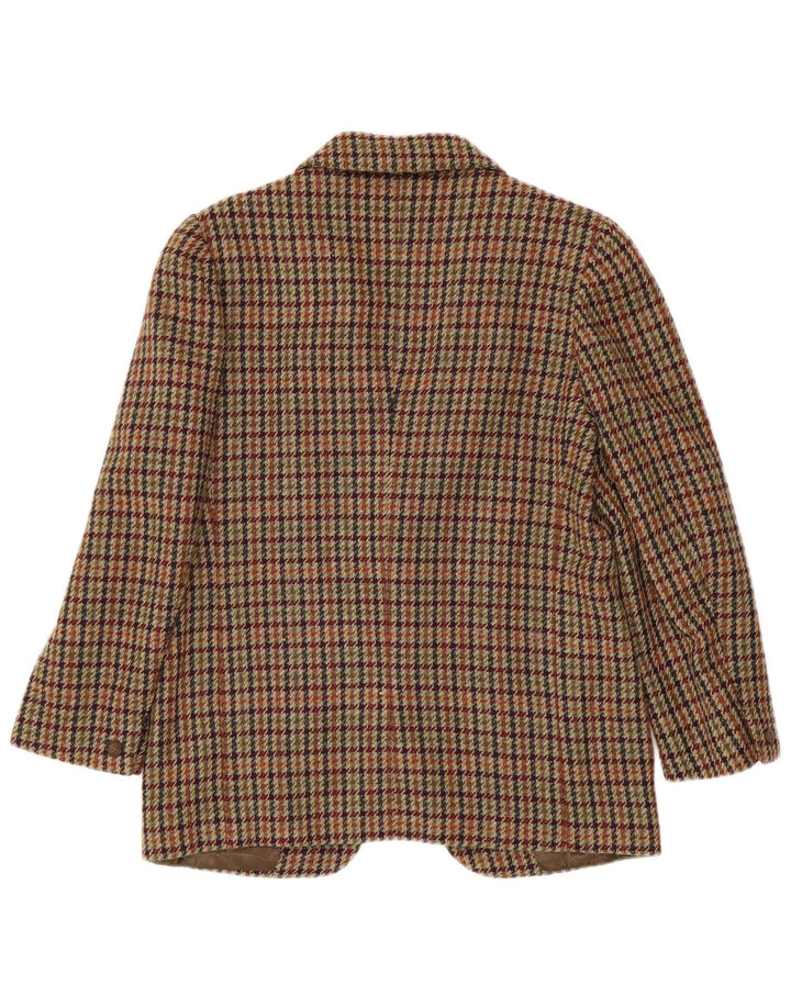 Vintage γυναικείο σακάκι με 1 κουμπί IT 42 μεσαίο καφέ μαλλί Houndstooth