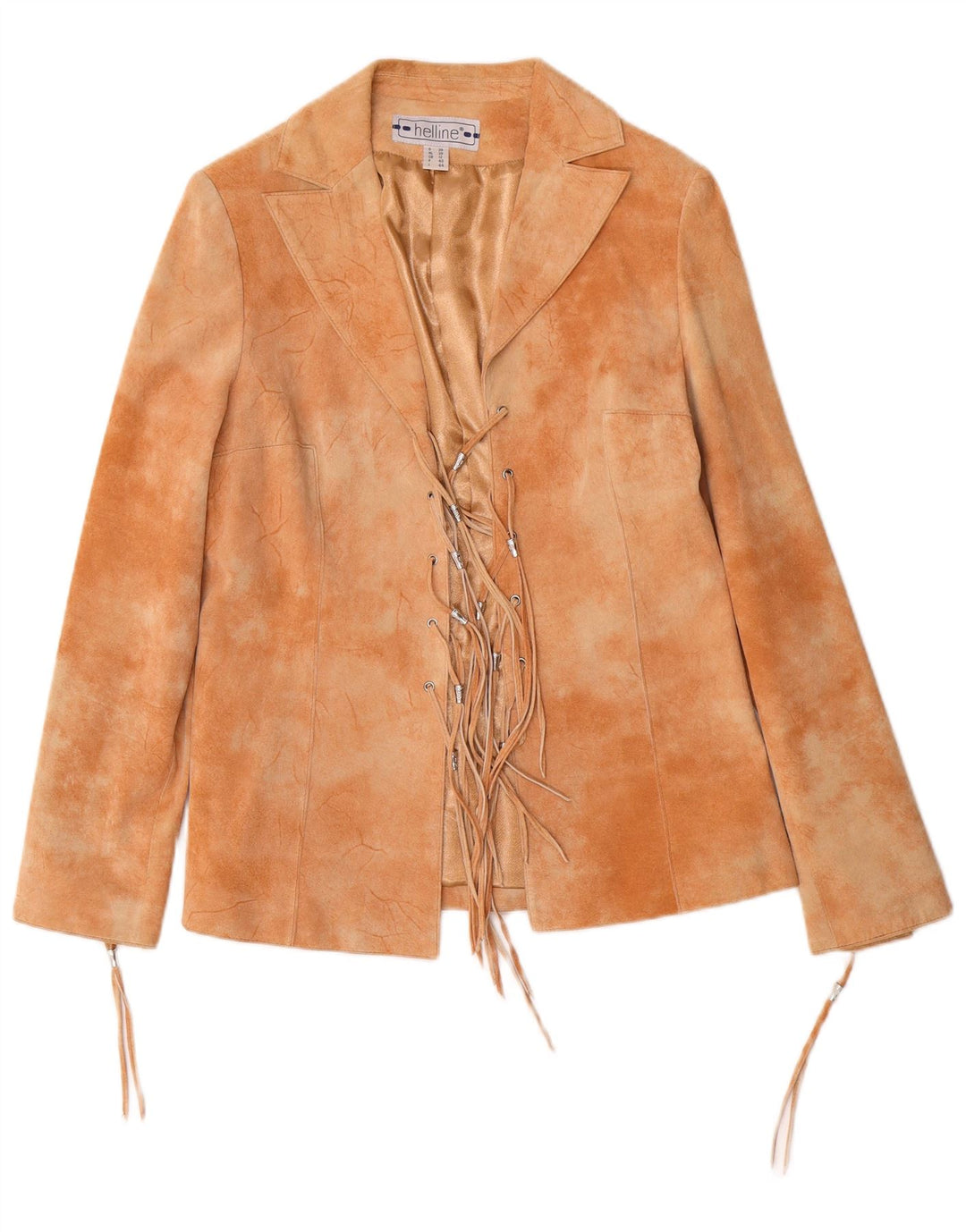 HELLINE Γυναικείο Suede Jacket UK 12 Medium Beige Tie Dye Leather